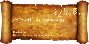 Örmény Barakony névjegykártya